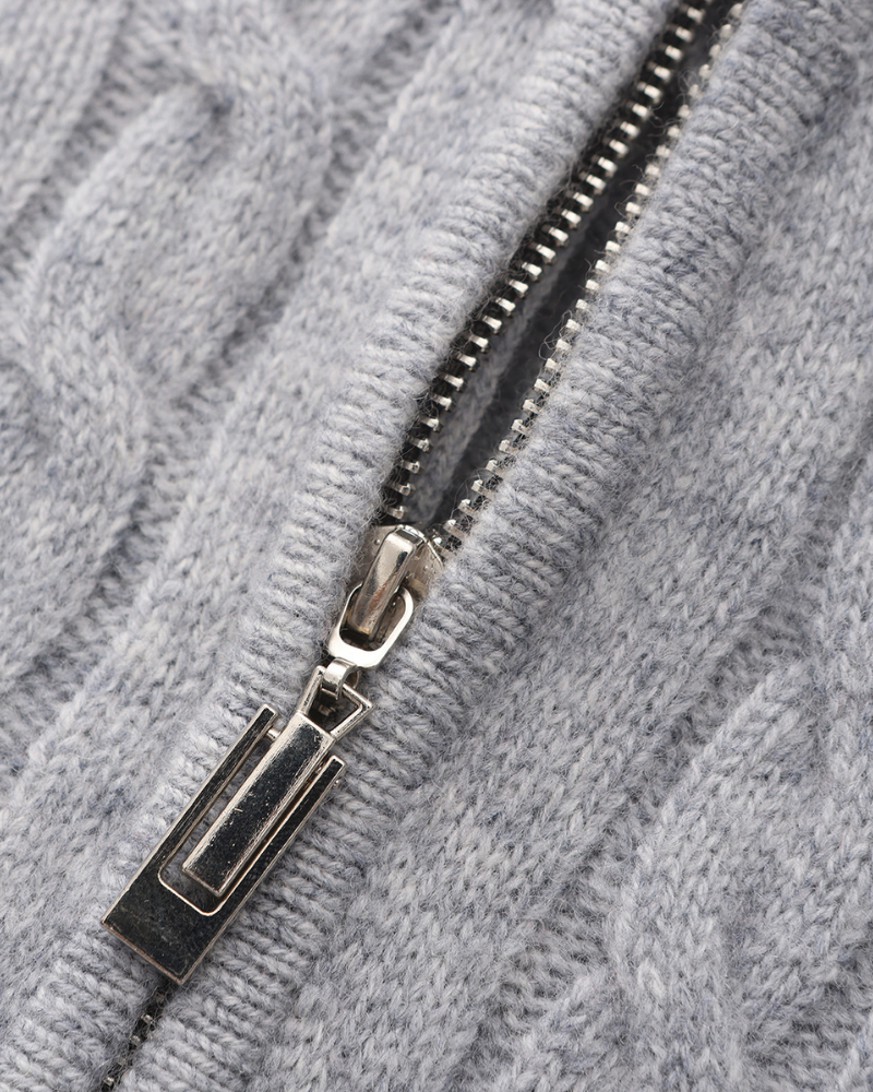 100% Cachemire Tissé Demi-Zip