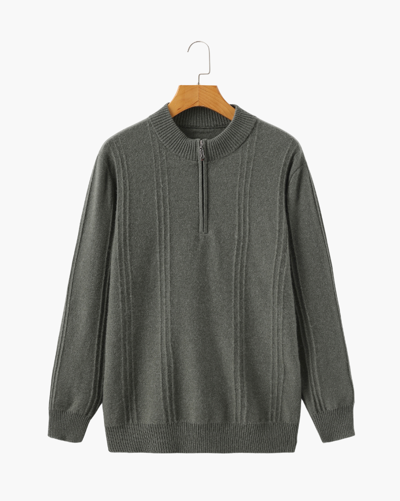 100% Cachemire Col Zippé Côtelé