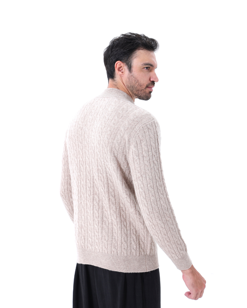 100% Cachemire Tissé Demi-Zip