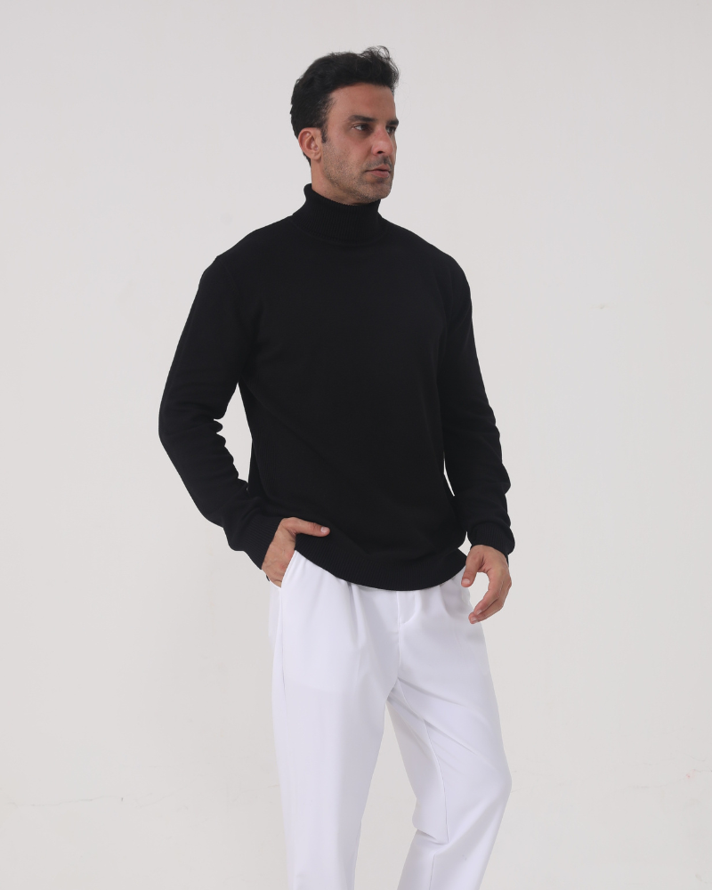 Gilet en Laine Mérinos à Col Roulé