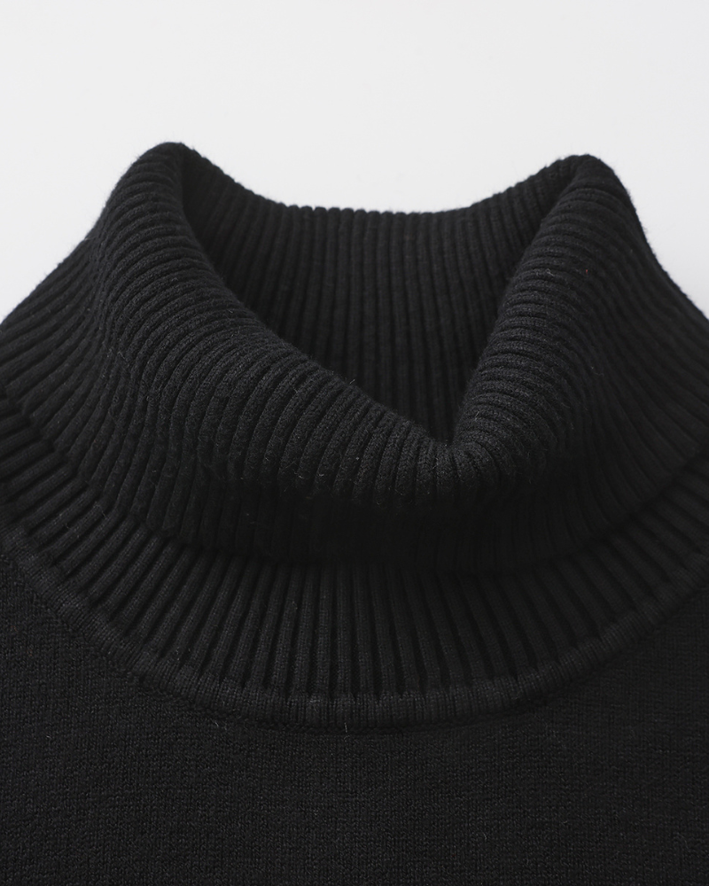 Gilet en Laine Mérinos à Col Roulé