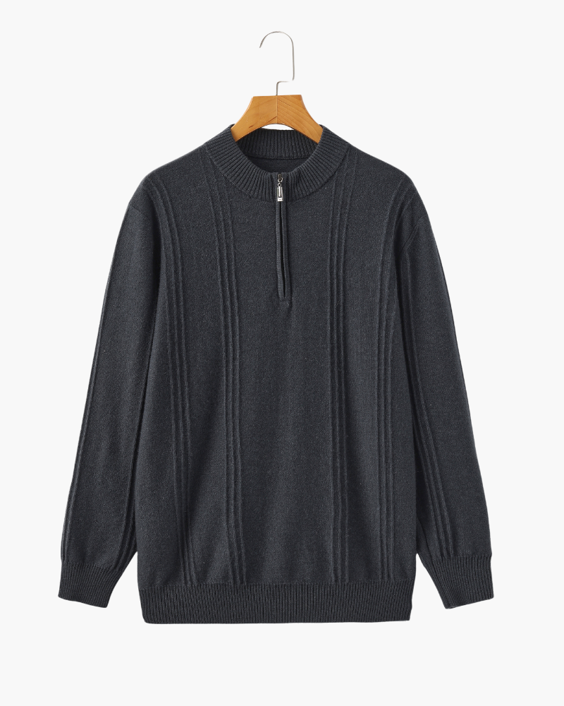 100% Cachemire Col Zippé Côtelé
