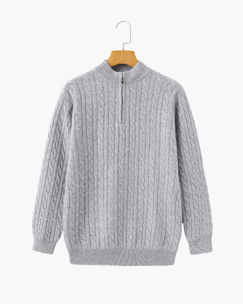100% Cachemire Tissé Demi-Zip