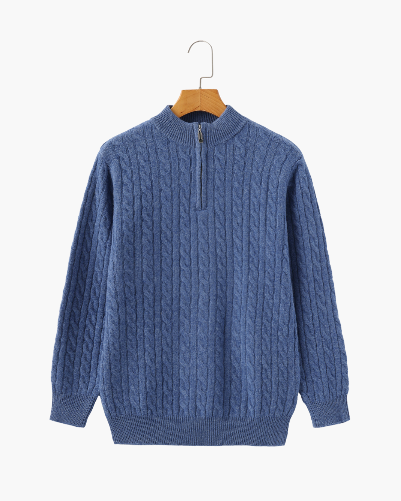 100% Cachemire Tissé Demi-Zip