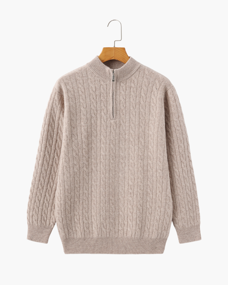 100% Cachemire Tissé Demi-Zip