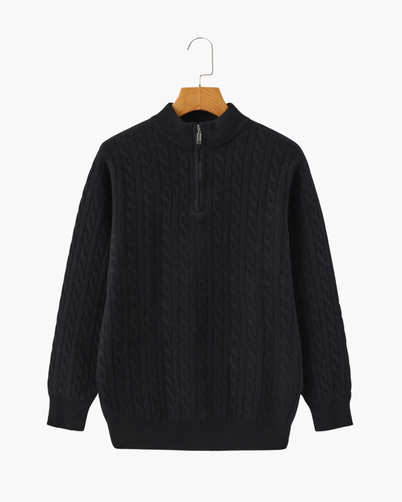 100% Cachemire Tissé Demi-Zip