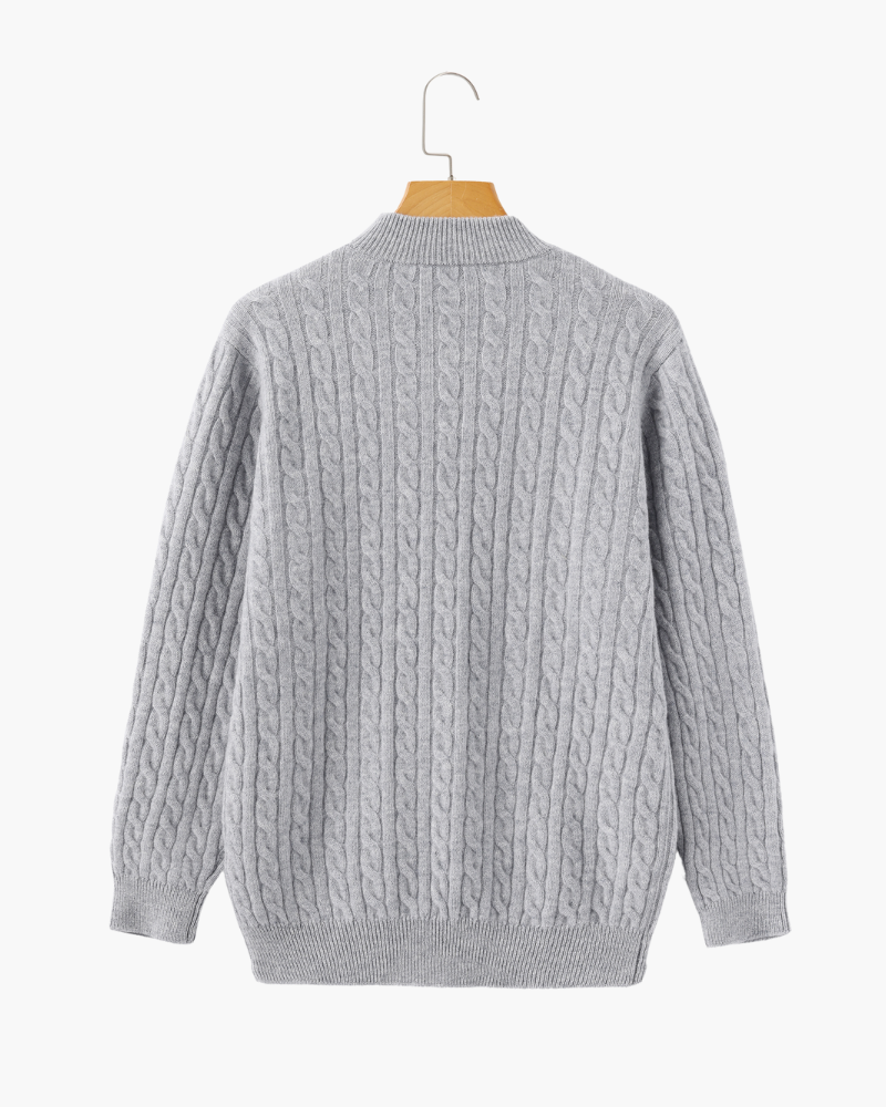 100% Cachemire Tissé Demi-Zip