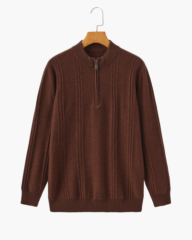 100% Cachemire Col Zippé Côtelé