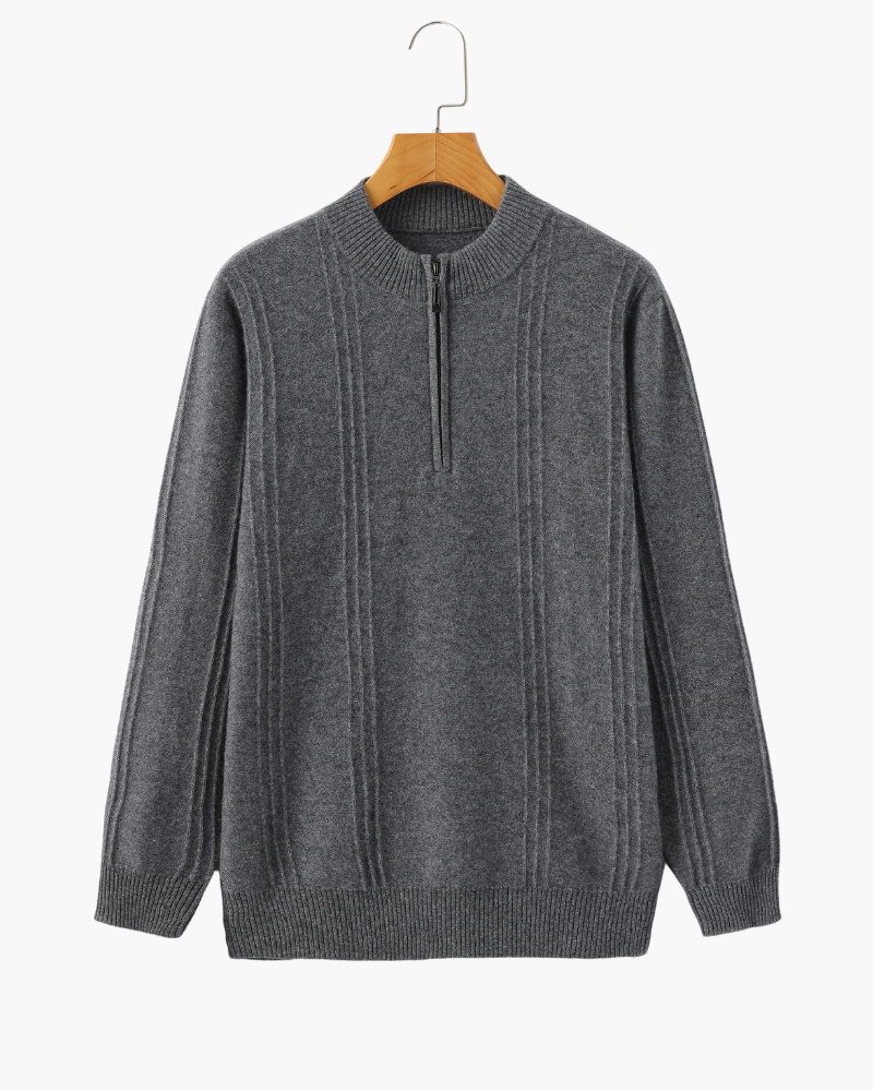 100% Cachemire Col Zippé Côtelé