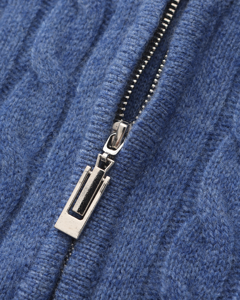 100% Cachemire Tissé Demi-Zip