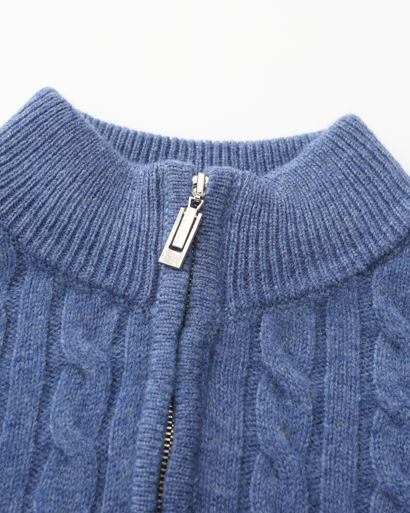 100% Cachemire Tissé Demi-Zip