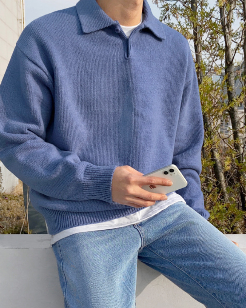 Pull en laine à demi-zip
